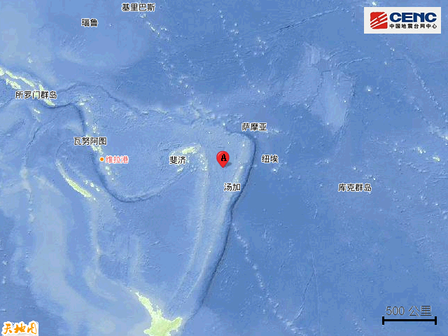 地震 斐济群岛地区附近发生6.2级左右地震