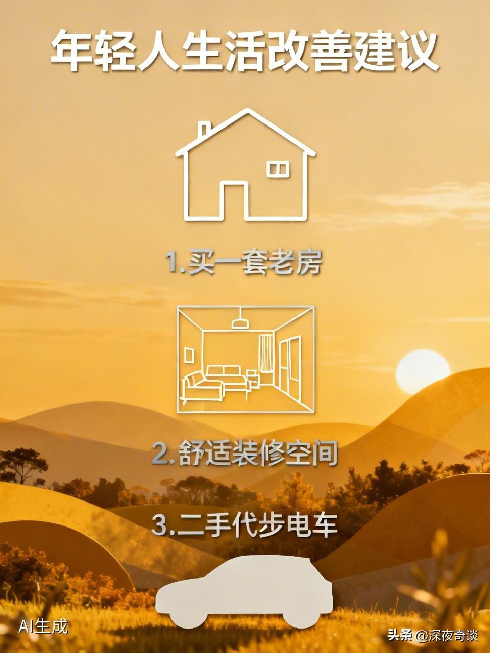 如果一个年轻人没有抱负，没有上升空间，那么我给你三个建议:

1、买一套房，买那