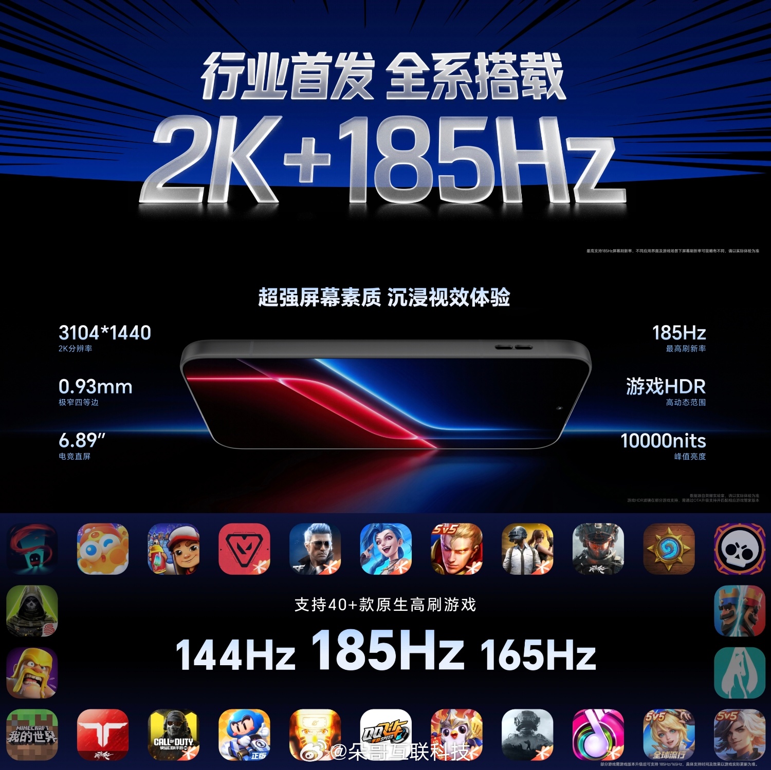 荣耀WIN2行业首发2K+185Hz，全系标配！同时支持40+款原生高刷游戏今年