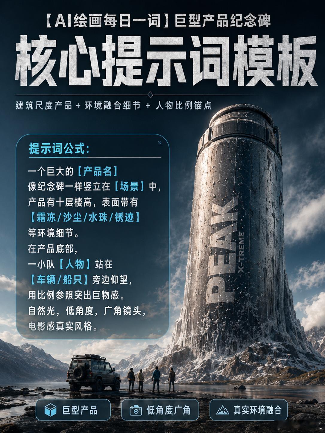 【AI绘画每日一词】巨型产品纪念碑群太多，真正有价值的内容很容易被淹没。产品宣传