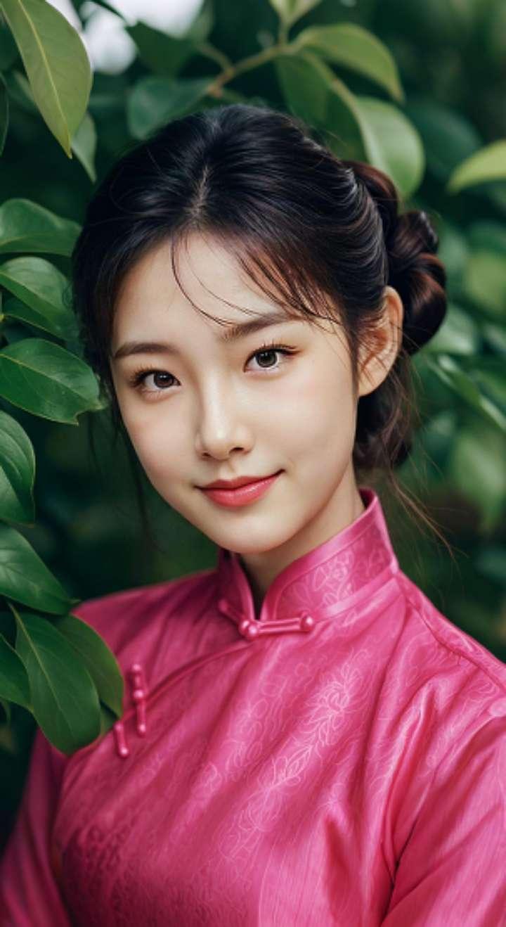 AI扩图 AI艳粉微笑