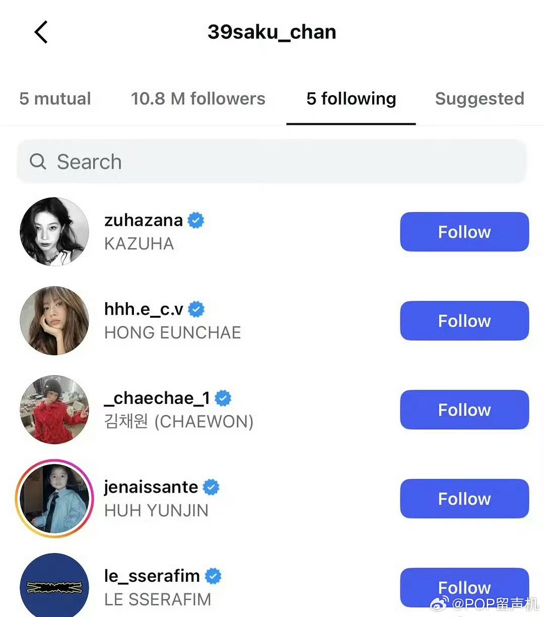 宫脇咲良取关张元英应该是公司要求的，前矮成员小樱花和金采源把除了现队友的人都取关