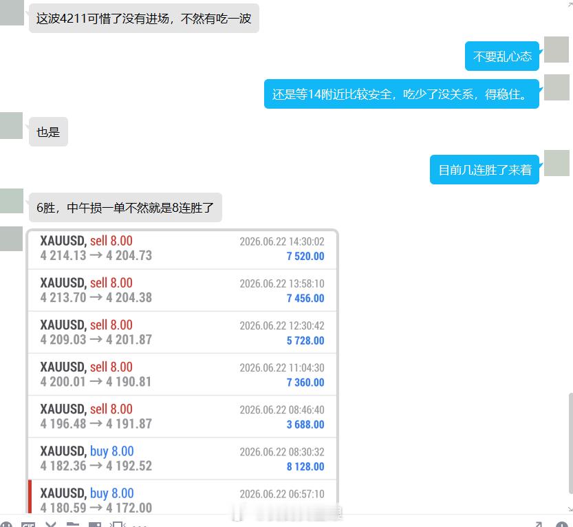 分享一下实盘操作：晚间连着两单都是卡在4214附近进场，全部稳稳收割落袋。这种窄