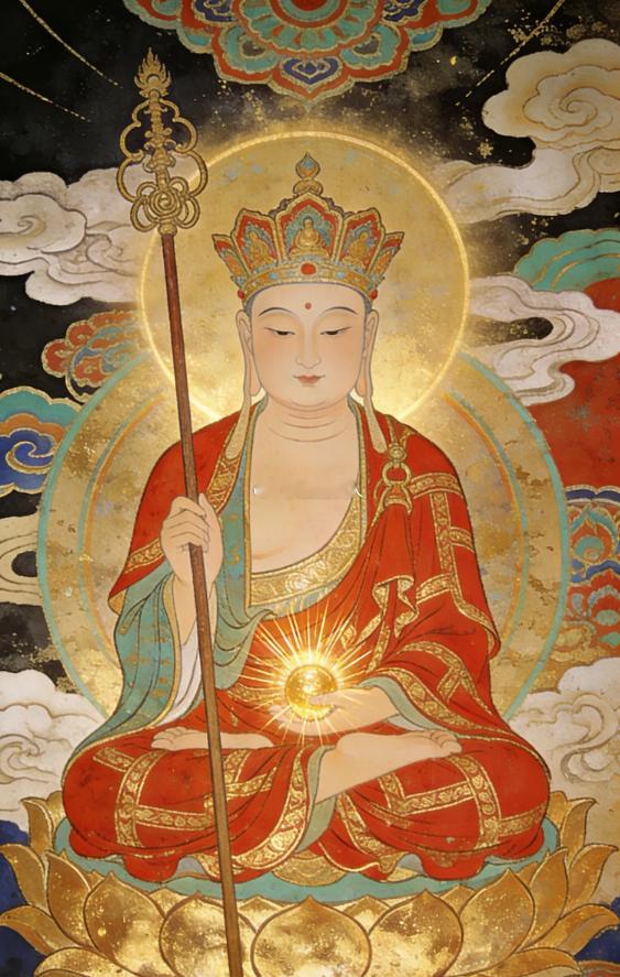 六月大吉，刷到地藏王菩萨不要划走，送上三束🌹以示尊敬；地藏菩萨会保佑家中父母长