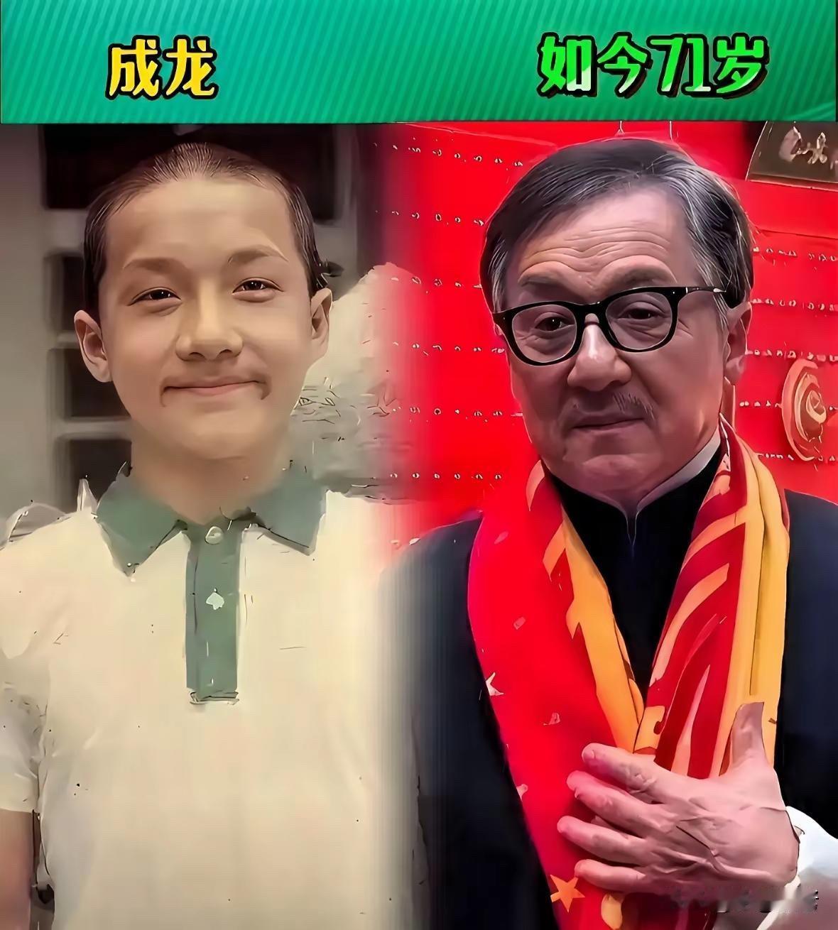 这些功夫明星在银幕上飞檐走壁、硬桥硬马，总觉得他们天生就是硬汉。他们童年照和现在