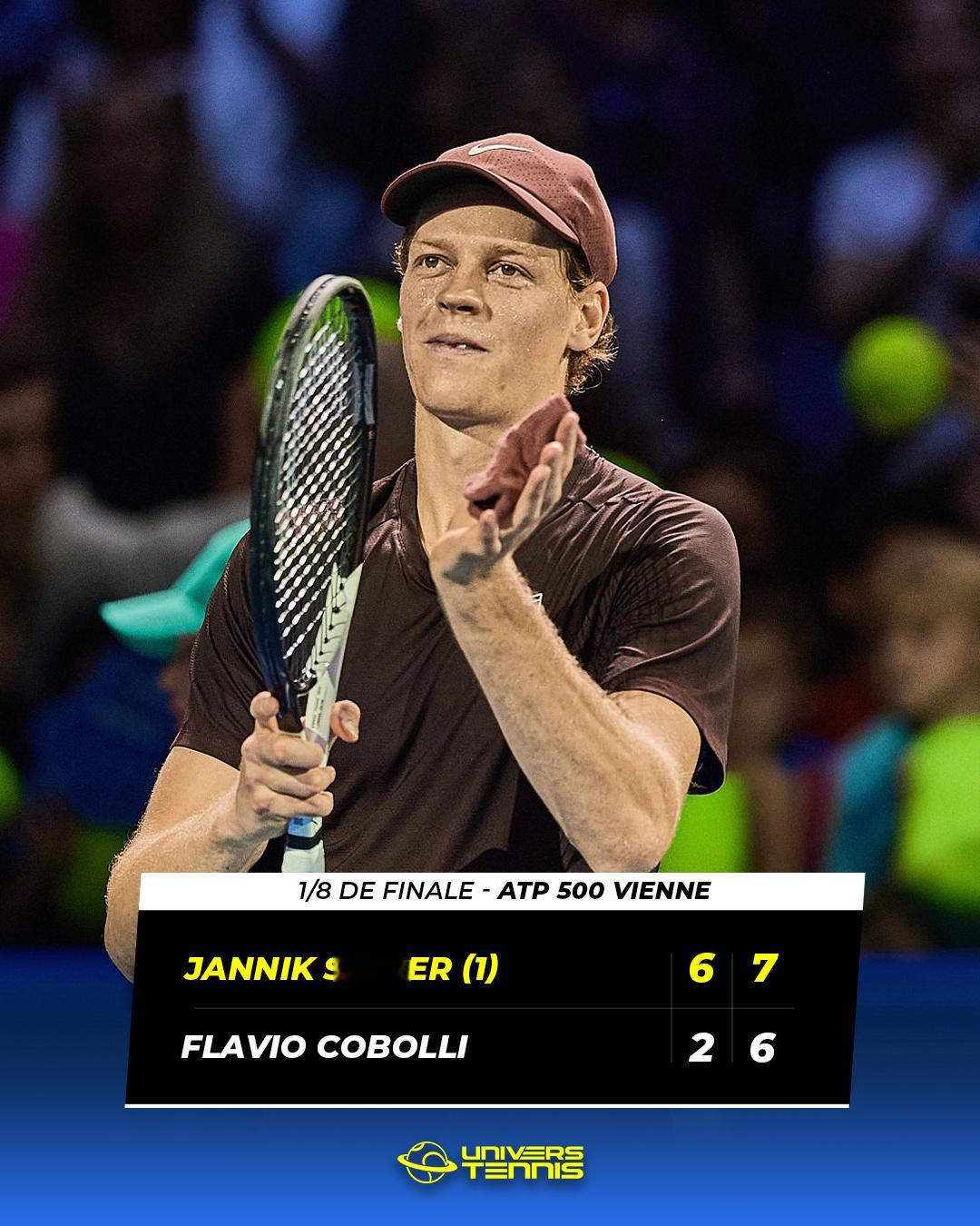 辛纳把同胞科博利打趴下了[捂嘴哭]ATP500维也纳八强出炉：[1]辛纳 VS 
