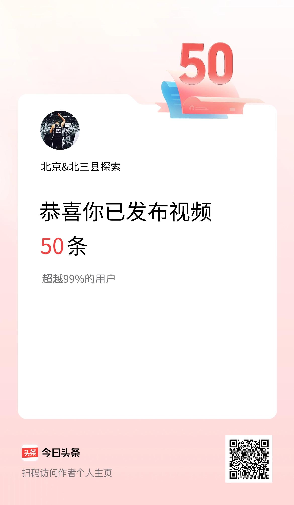 我在头条累计视频投稿50个