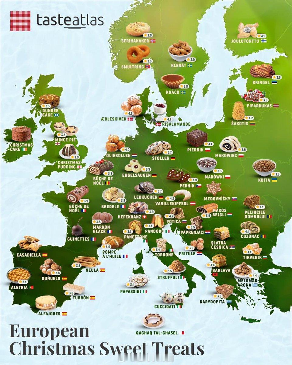 欧洲各地的圣诞晚餐甜点欧洲圣诞节冷知识百科