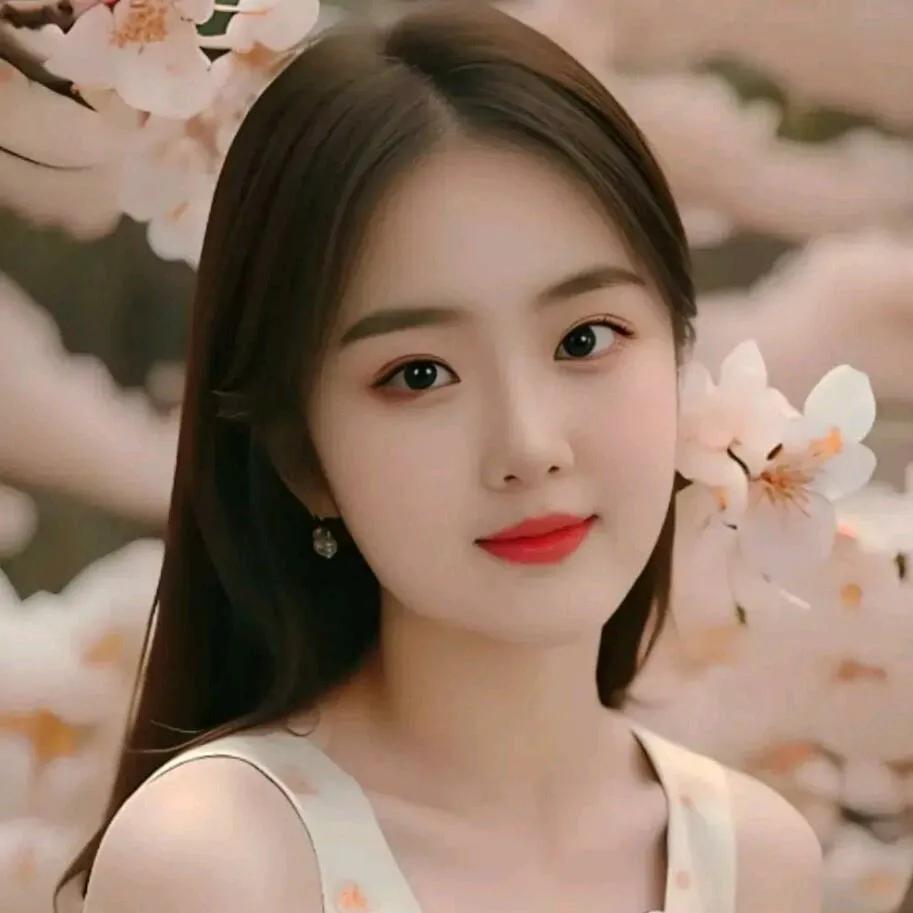 樱花树下少女，粉嫩妆容甜美动人