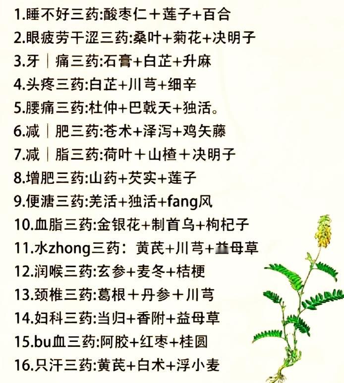 中医：三味药成一方！一方对一症，见症知药！为自己的家人收藏一份，不亏！！

#健