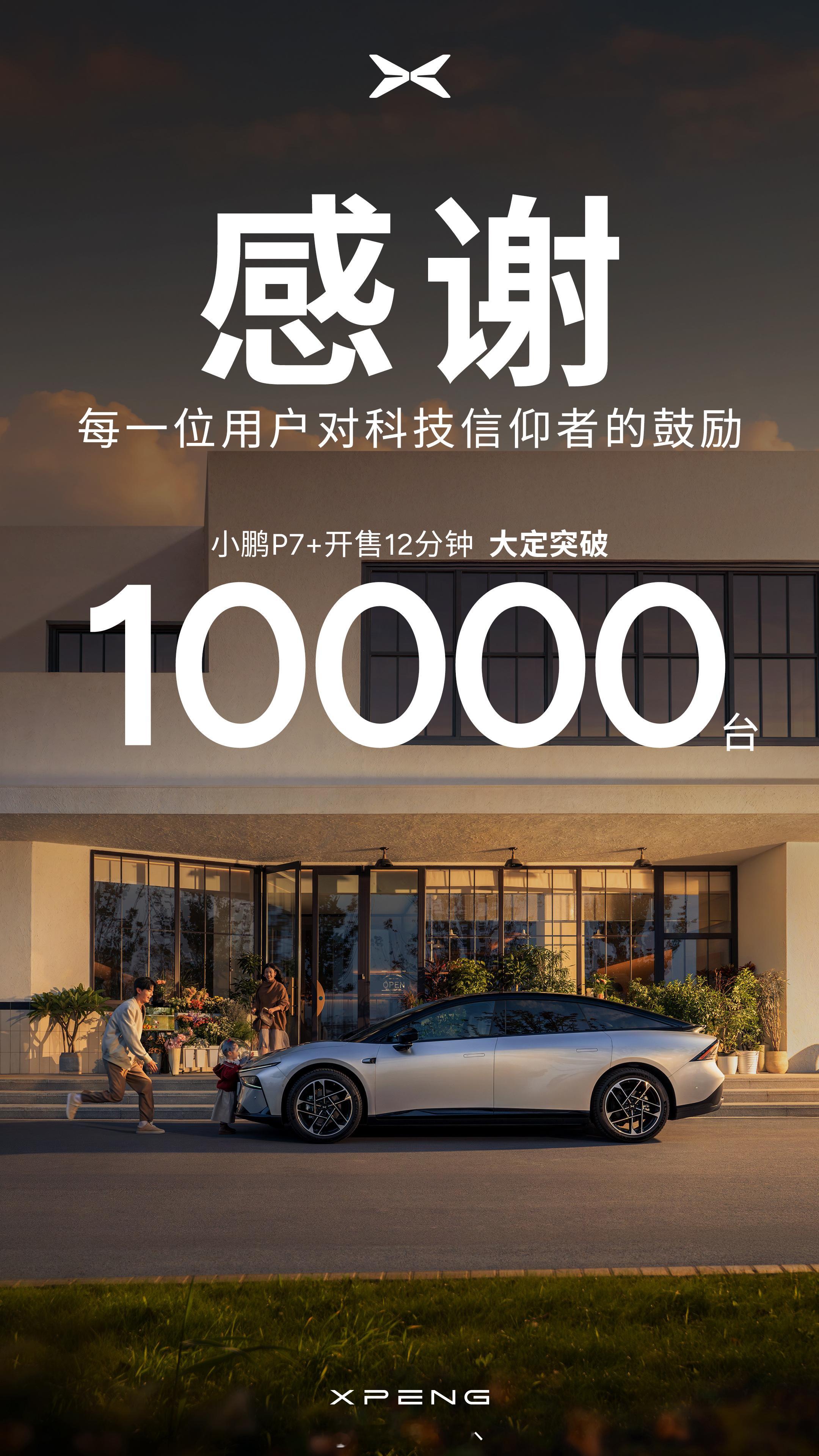 #小鹏P7+上市12分钟大定破10000台#好产品自然会受到追捧，小鹏P7+的大