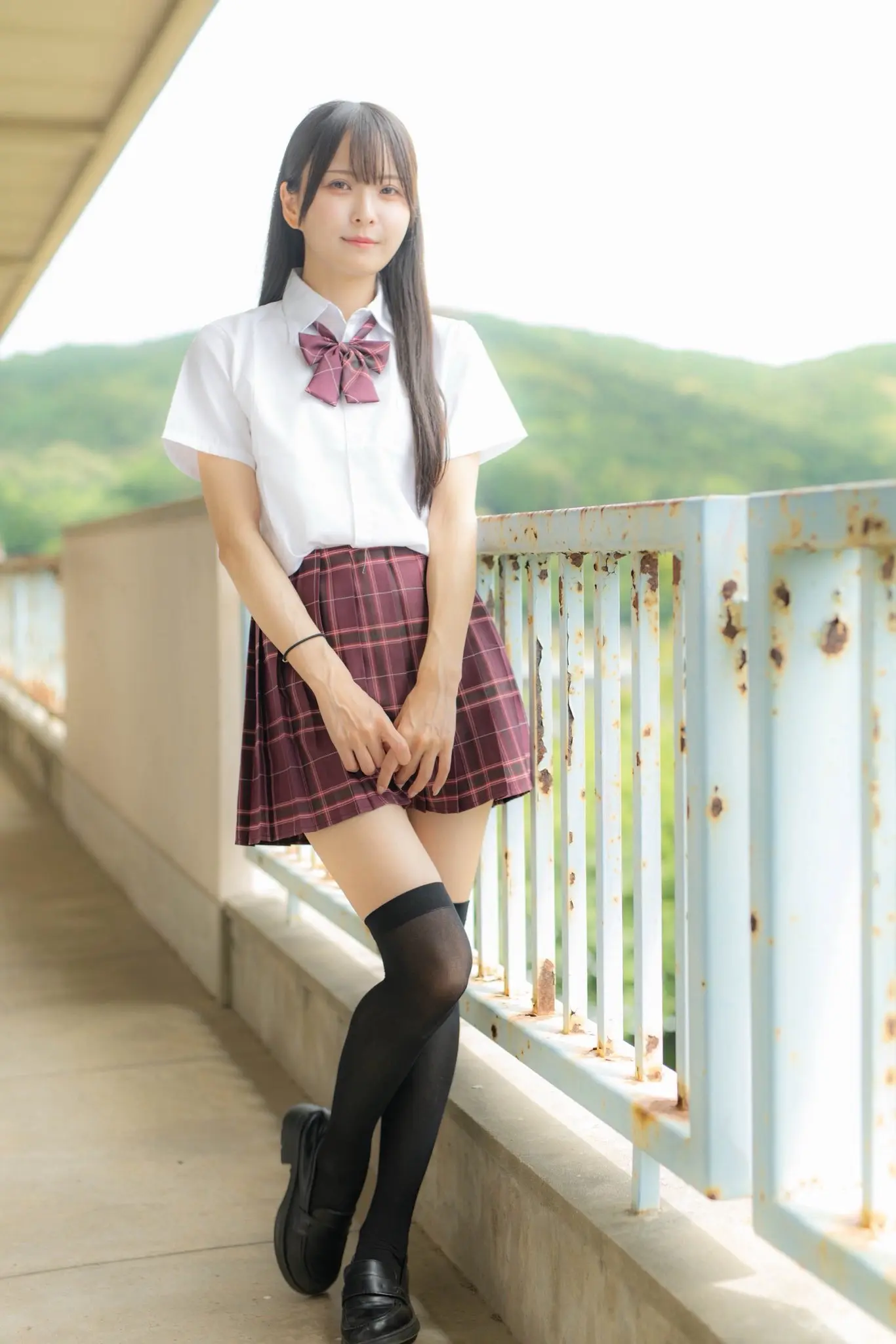 少女感夏日ootd 百褶裙少女 日系天台 清纯女高 女高中生的清纯校园穿搭
