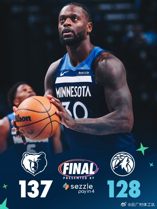 灰熊战胜森林狼爱德华兹空砍39分 灰熊138-128战胜森林狼，3J发挥出色砍下