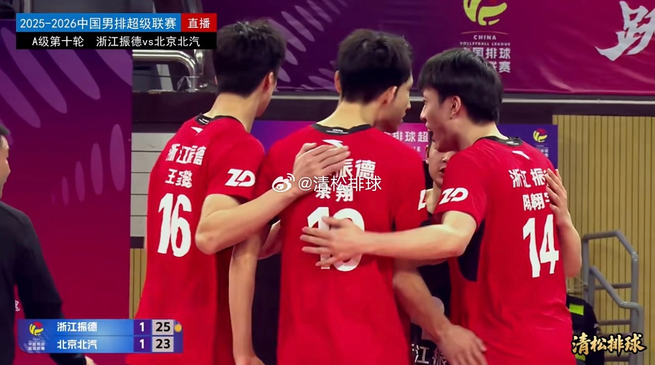 2025-2026中国男排超级联赛A级第十轮浙江振德vs北京北汽第三局：25-2
