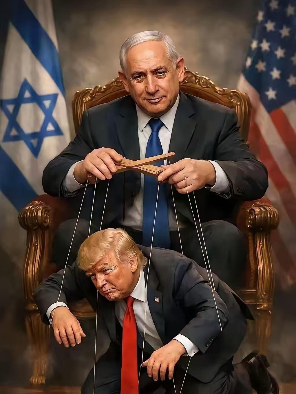 将川普拉进中东战场，内胡确实高，用尽老狮王最后的一点余力！图片比较形象、贴切，内