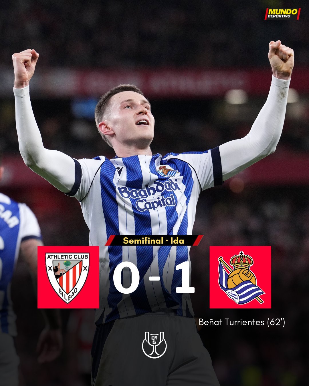 国王杯半决赛先赛一场，昨晚皇家社会客场1-0战胜毕尔巴鄂竞技。巴萨至死不渝红蓝魂