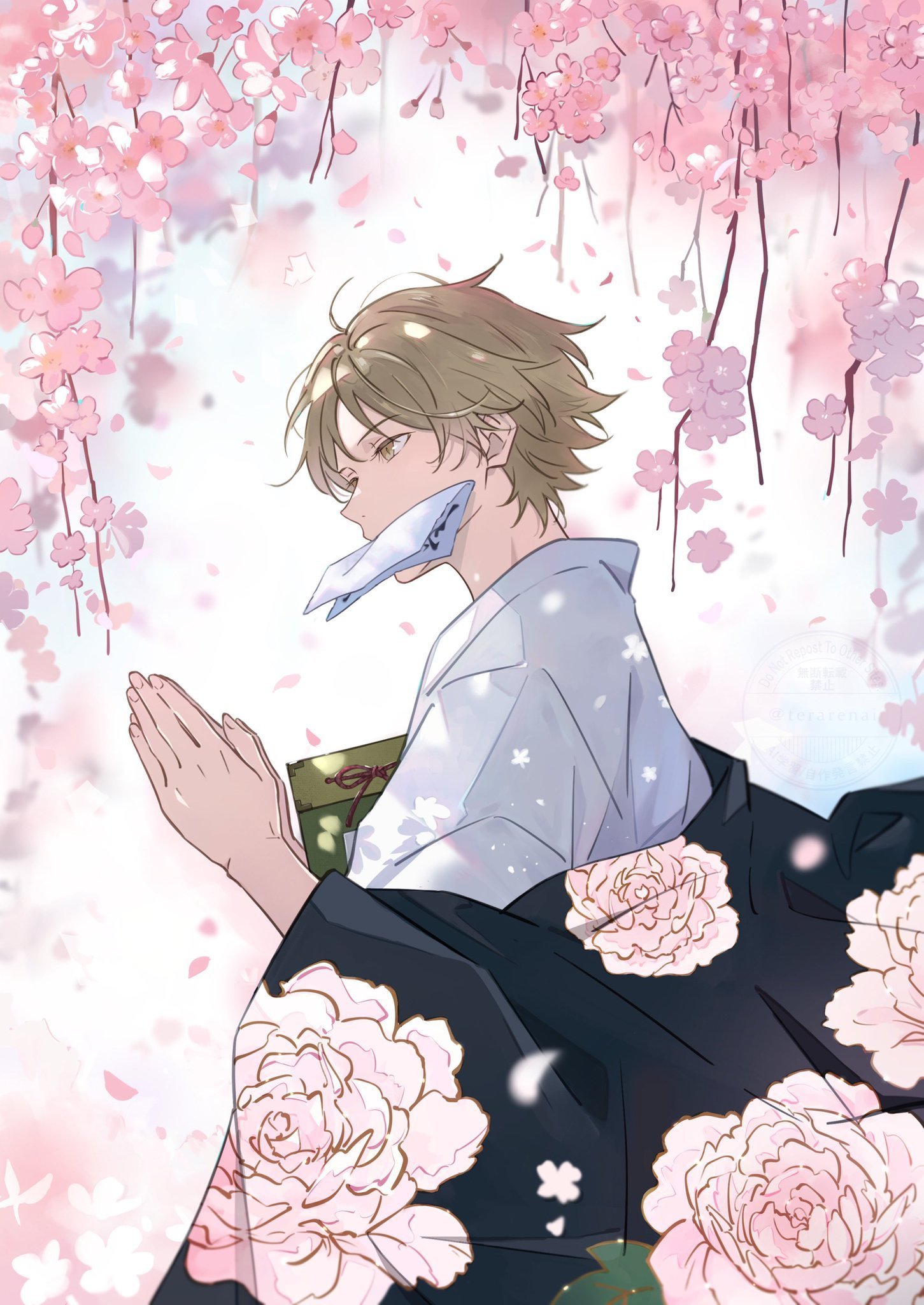 夏目友人帐 被樱花下的夏目美到了🌸（画师terarenai） ​​​