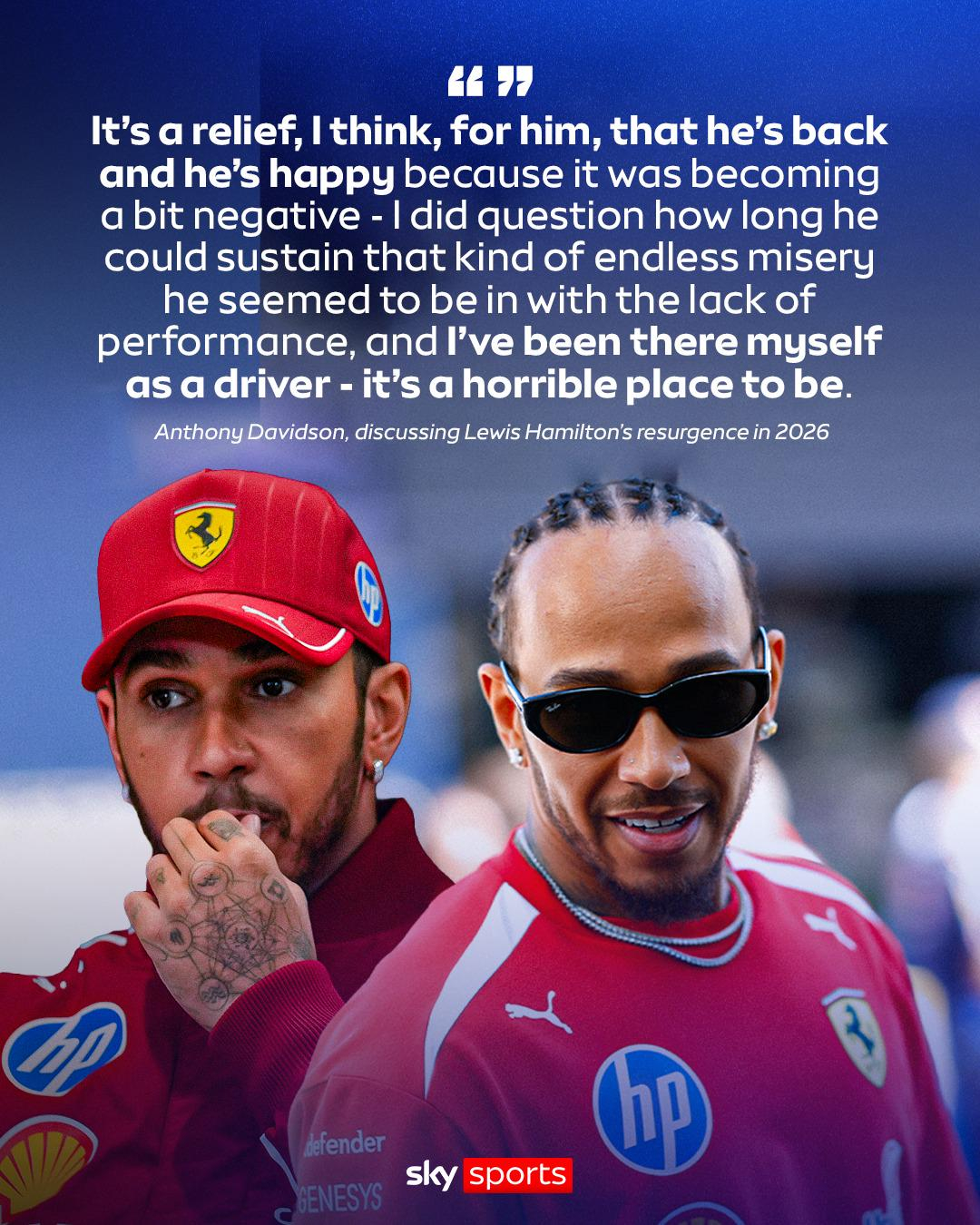 f1 安东尼·戴维森在谈汉密尔顿2026年状态回升时说的一段话：👇“我想，对他