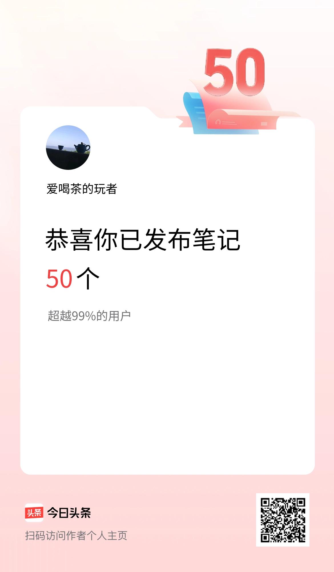 我在头条累计投稿笔记50个