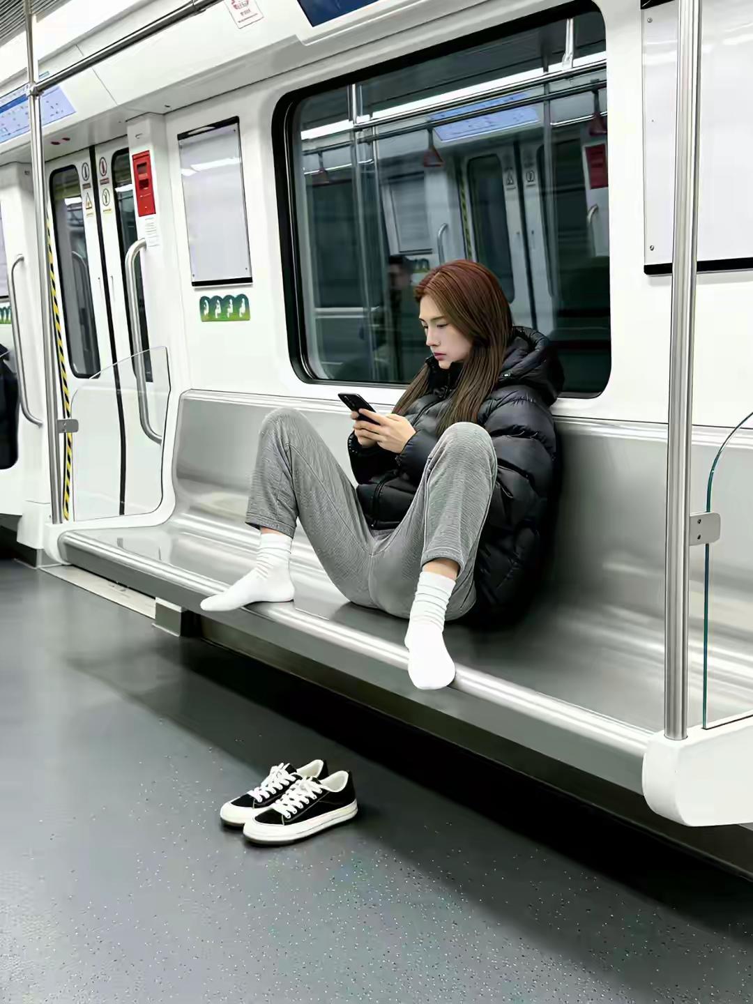美女，你这是在高铁上，公共场合，就你这坐姿太没女人味了。