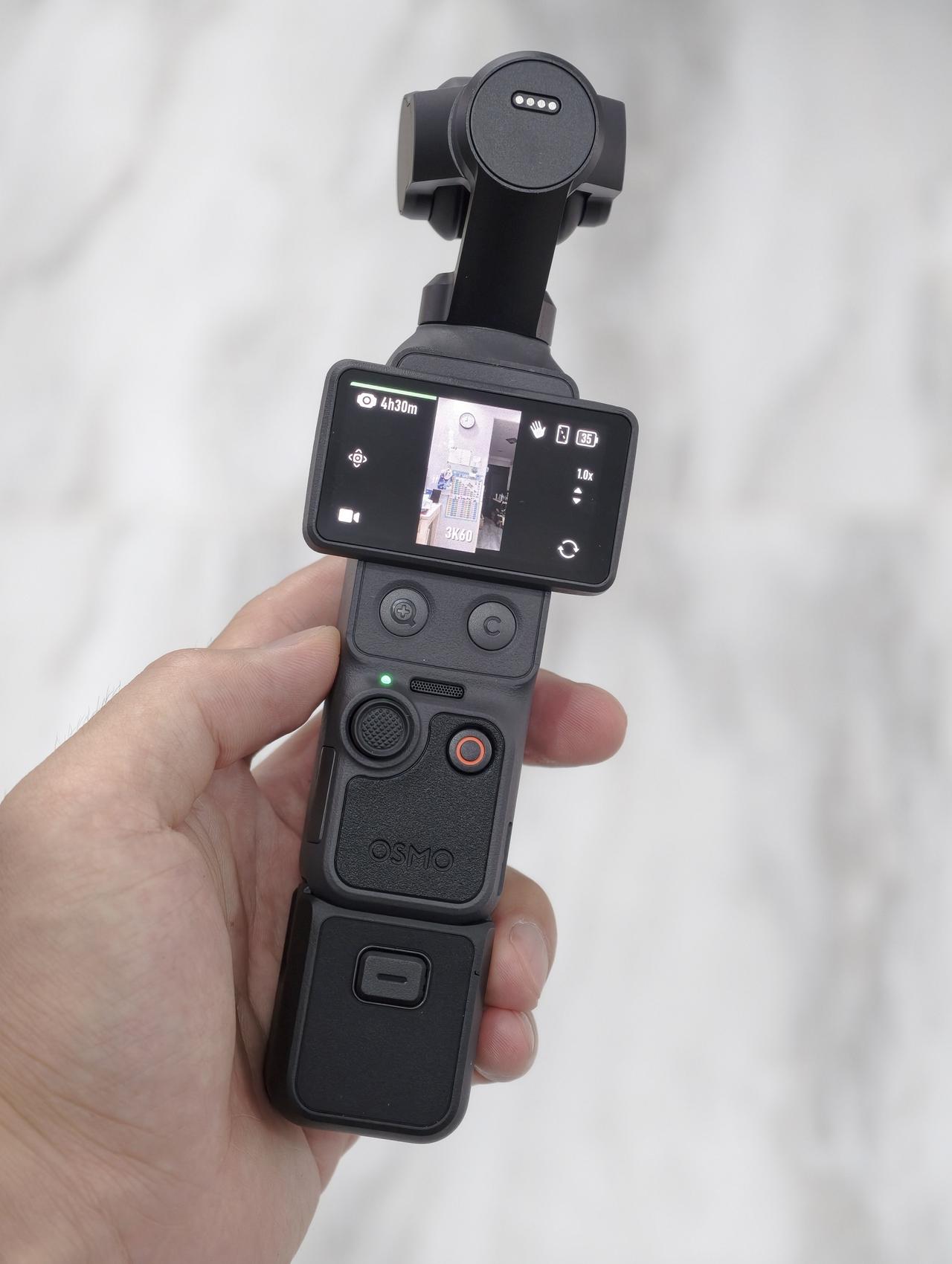 终于有空拆大疆Pockect4，用3K60竖屏录制了2分钟视频左右，温度有点高！