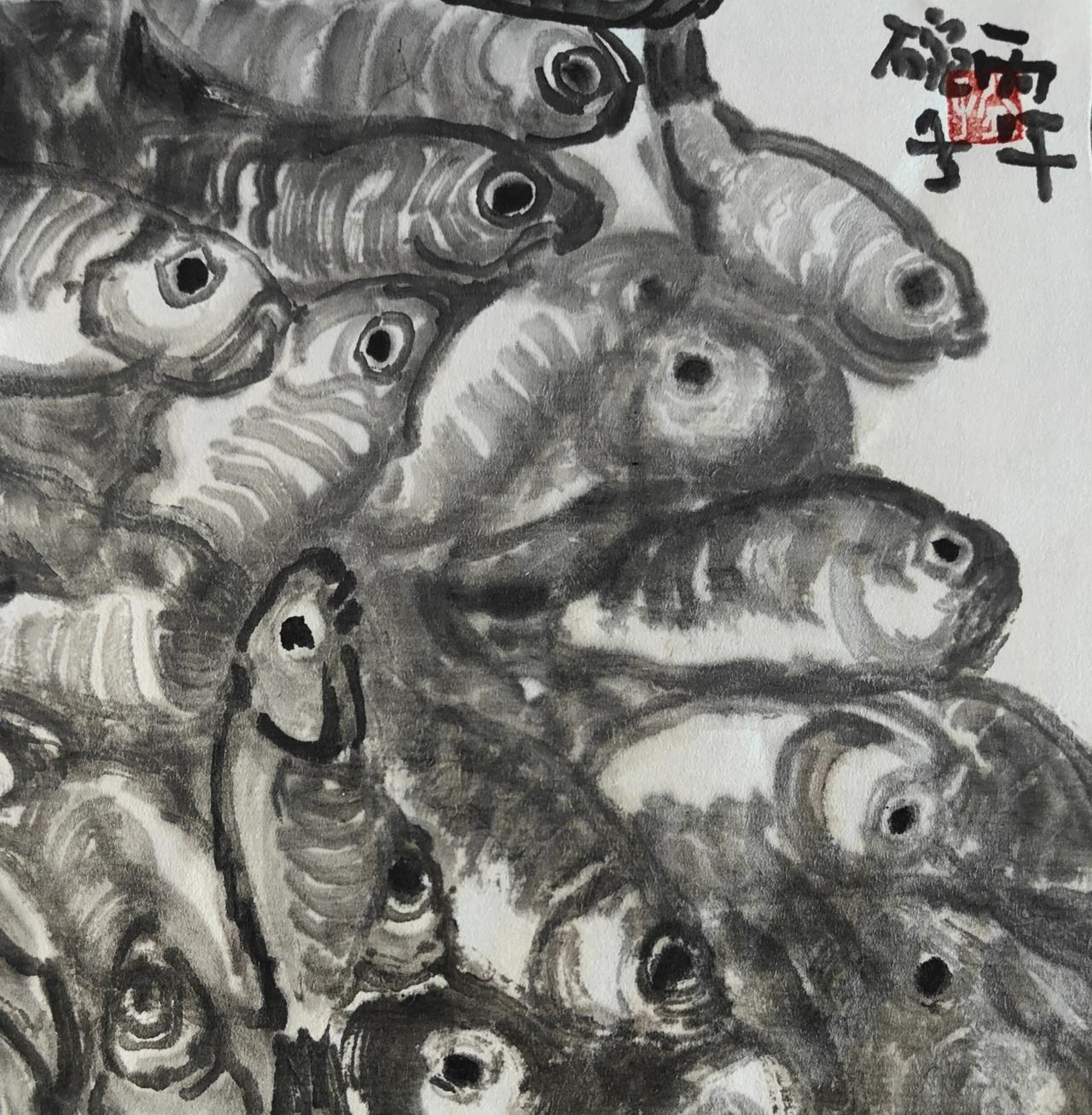 碗子的纸片水墨