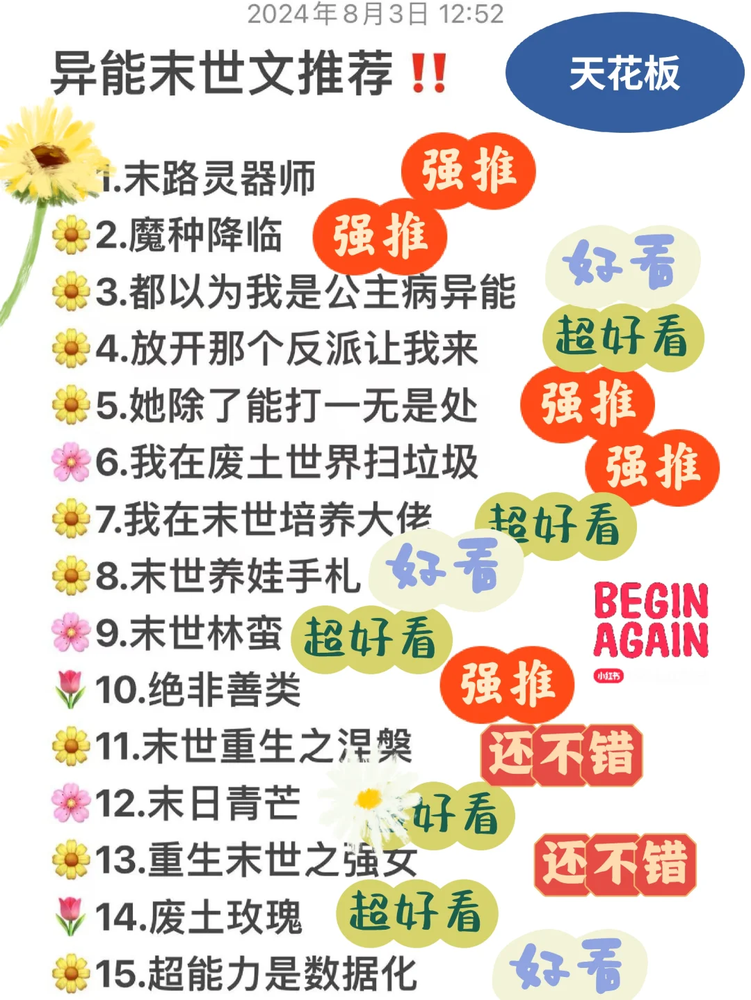 天花板异能末世文推荐‼️女主有异能‼️