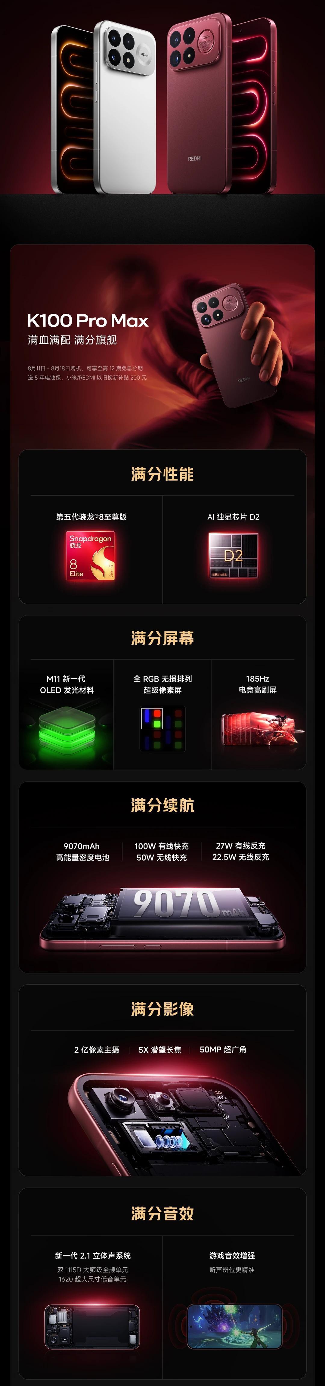 小米K100 Pro系列正式发布
满分性能/满分屏幕/满分续航/满分影像/满分音