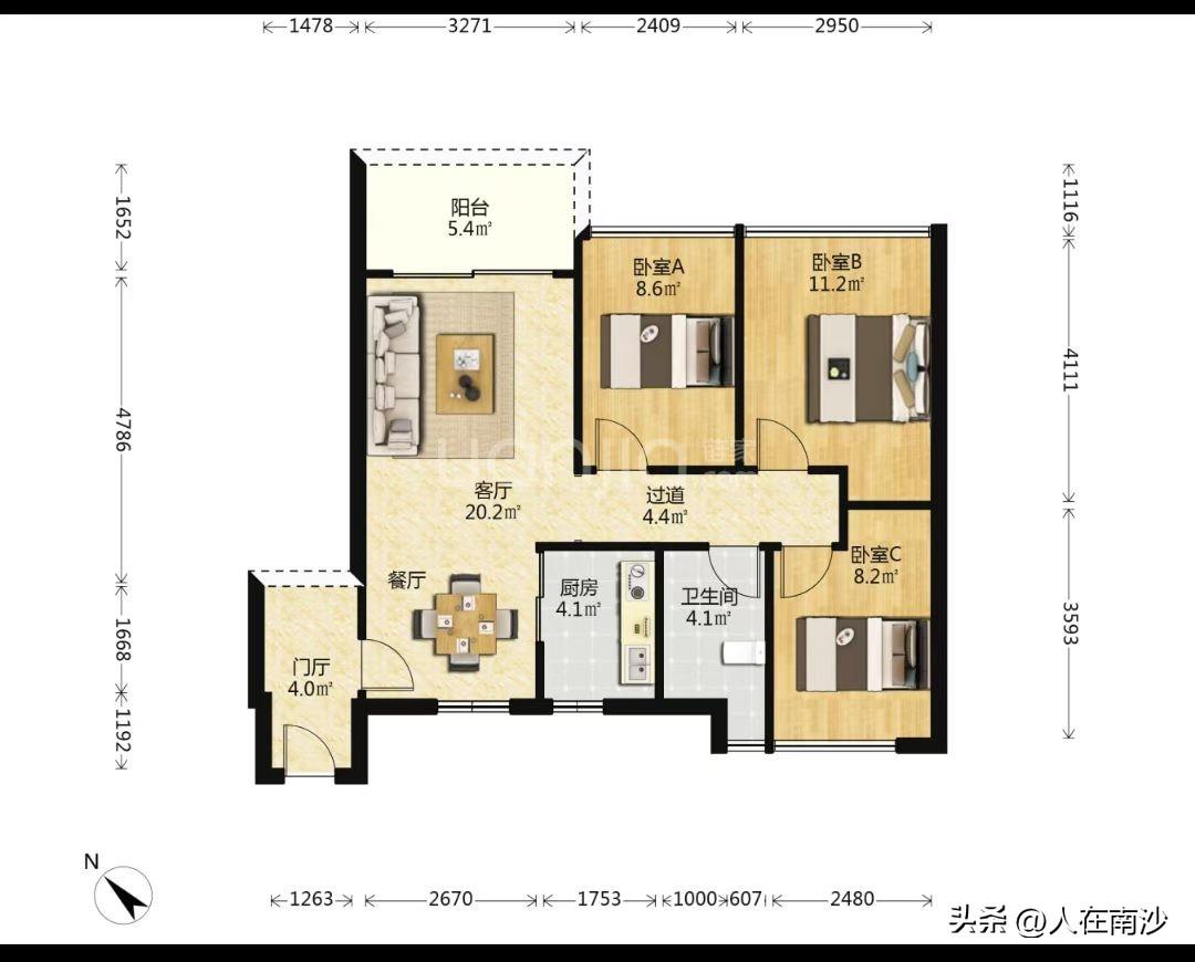 【南沙楼市】南沙再来笋盘，金洲市中心低调楼盘越秀天珹一套88方三房一卫挂牌放出，