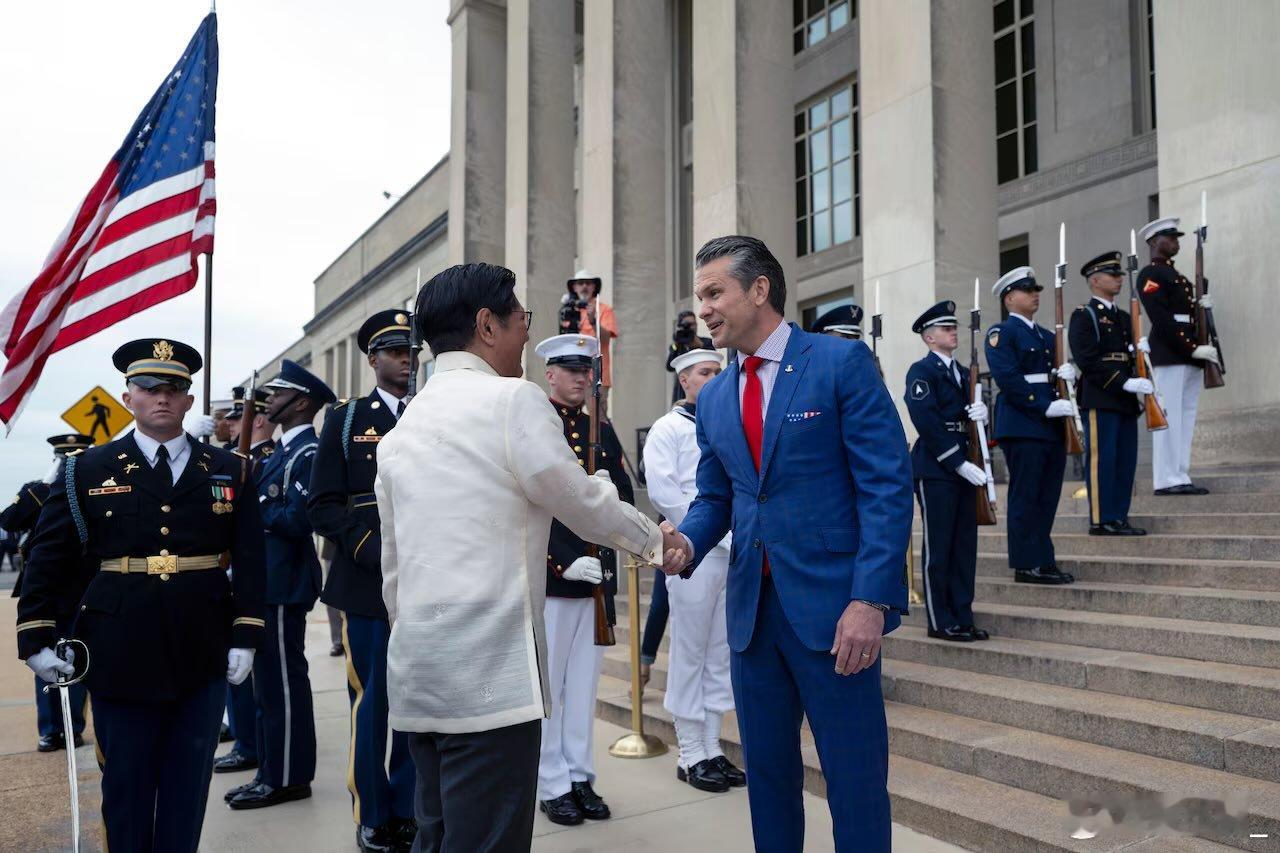 菲律宾总统马科斯正在访美，今天去五角大楼与美国国防部长赫格塞特会谈。菲美勾连 ​