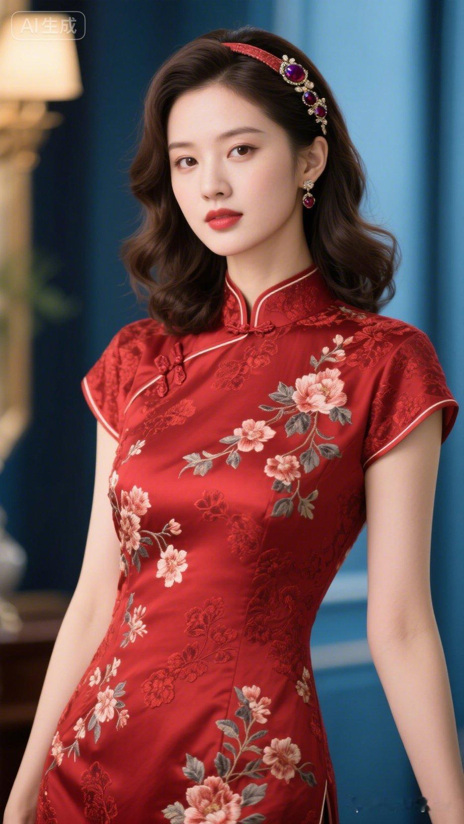 复古旗袍红美人，优雅气质扑面来！🌸💃