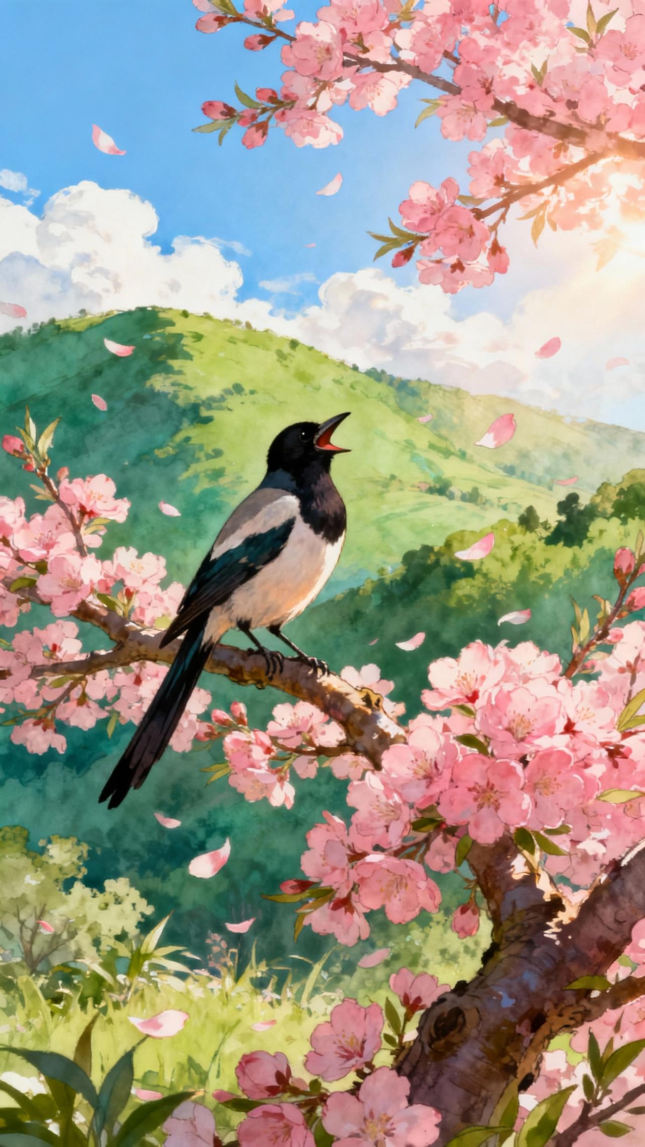 上联：冰天雪地送冬去，请您来下联春暖花开迎新岁。