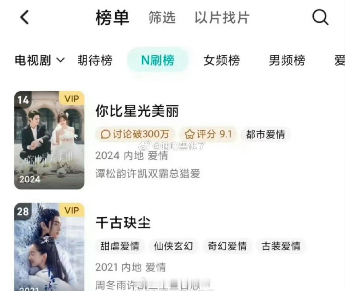 许凯两部剧《你比星光美丽》《千古玦尘》又到🐧N刷榜了[点赞] ​​​