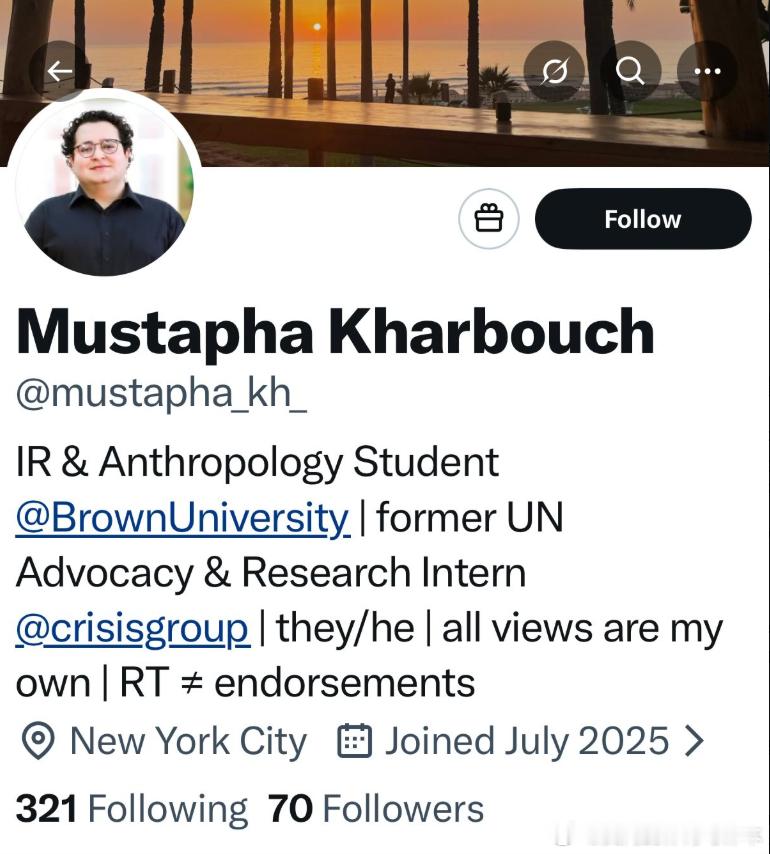 【黄金时代】布朗大学枪击案传言中的嫌疑人穆斯塔法简历披露：在X的自我介绍中，“I