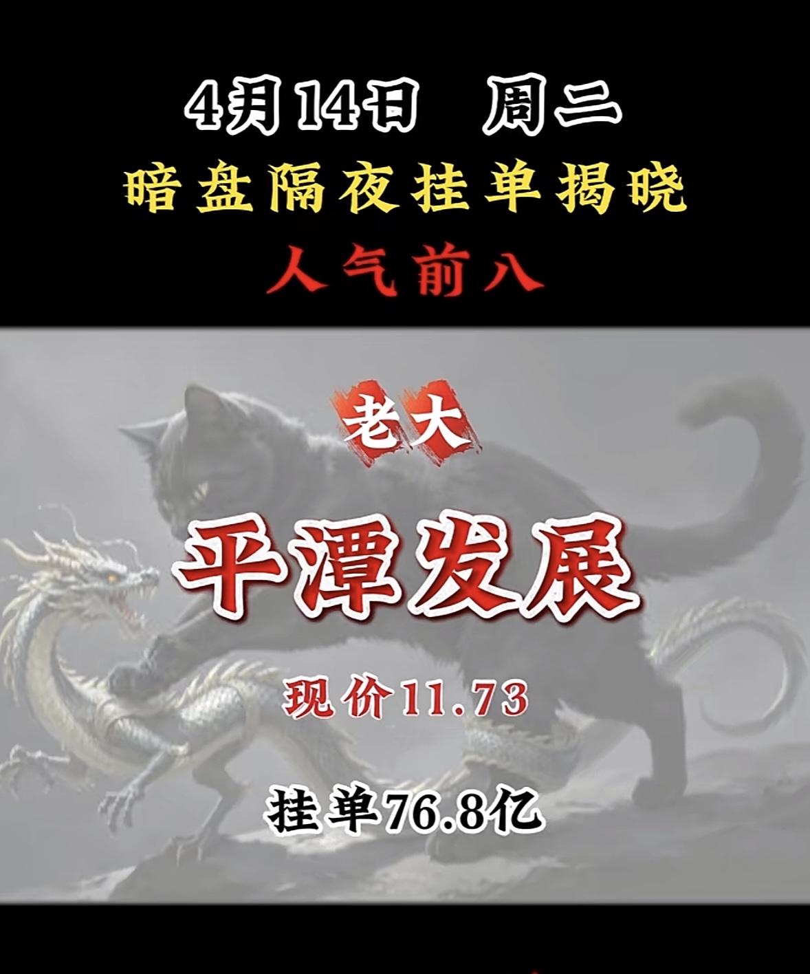 4月14日周二暗盘隔夜挂单排行榜出炉

第七新锂能这事儿挺让人期待的，周二就要揭
