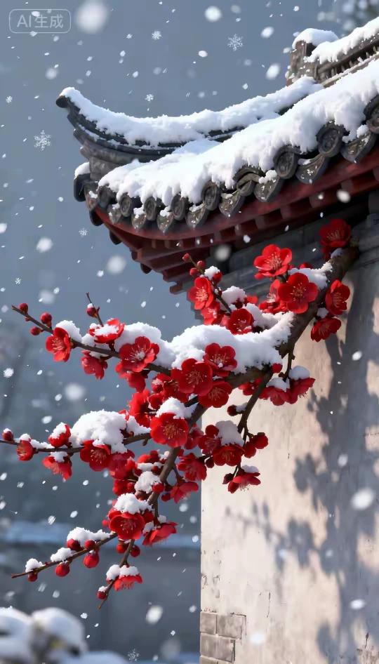 梅雪争春未肯降，
骚人阁笔费评章。
梅须逊雪三分白，
雪却输梅一段香。