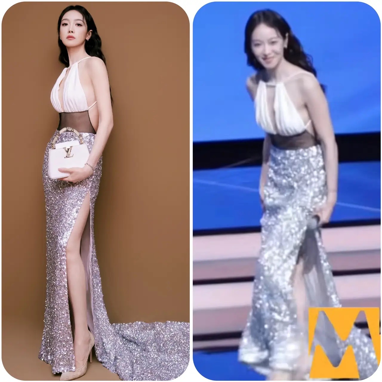 如果说之前的《山河枕》宋茜是英姿飒爽的女将军那么今天的金鸡奖开幕式，推介人宋茜就