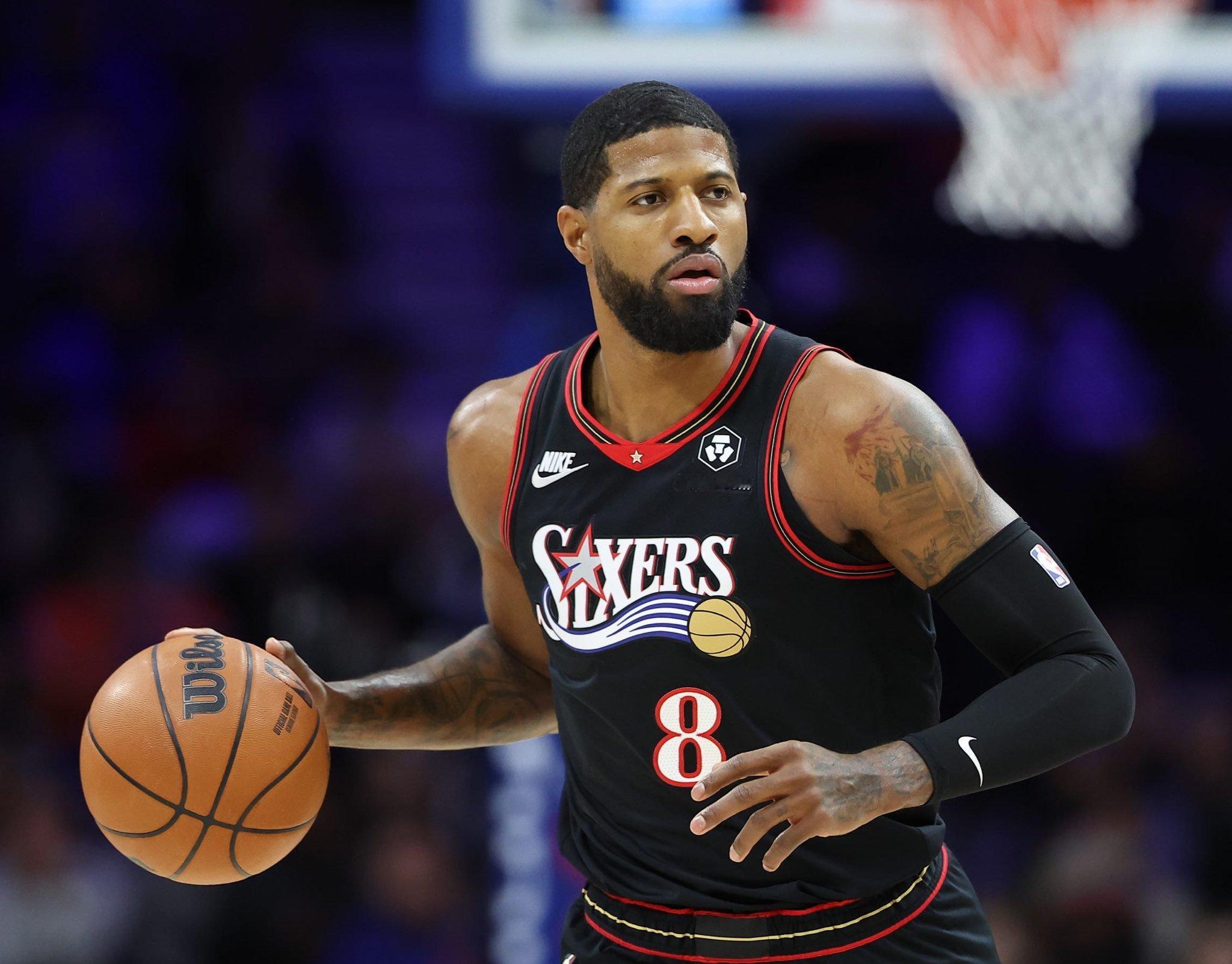 保罗·乔治过去五场比赛的场均数据一览：20.2分5.2篮板3.2助攻0.8抢断，