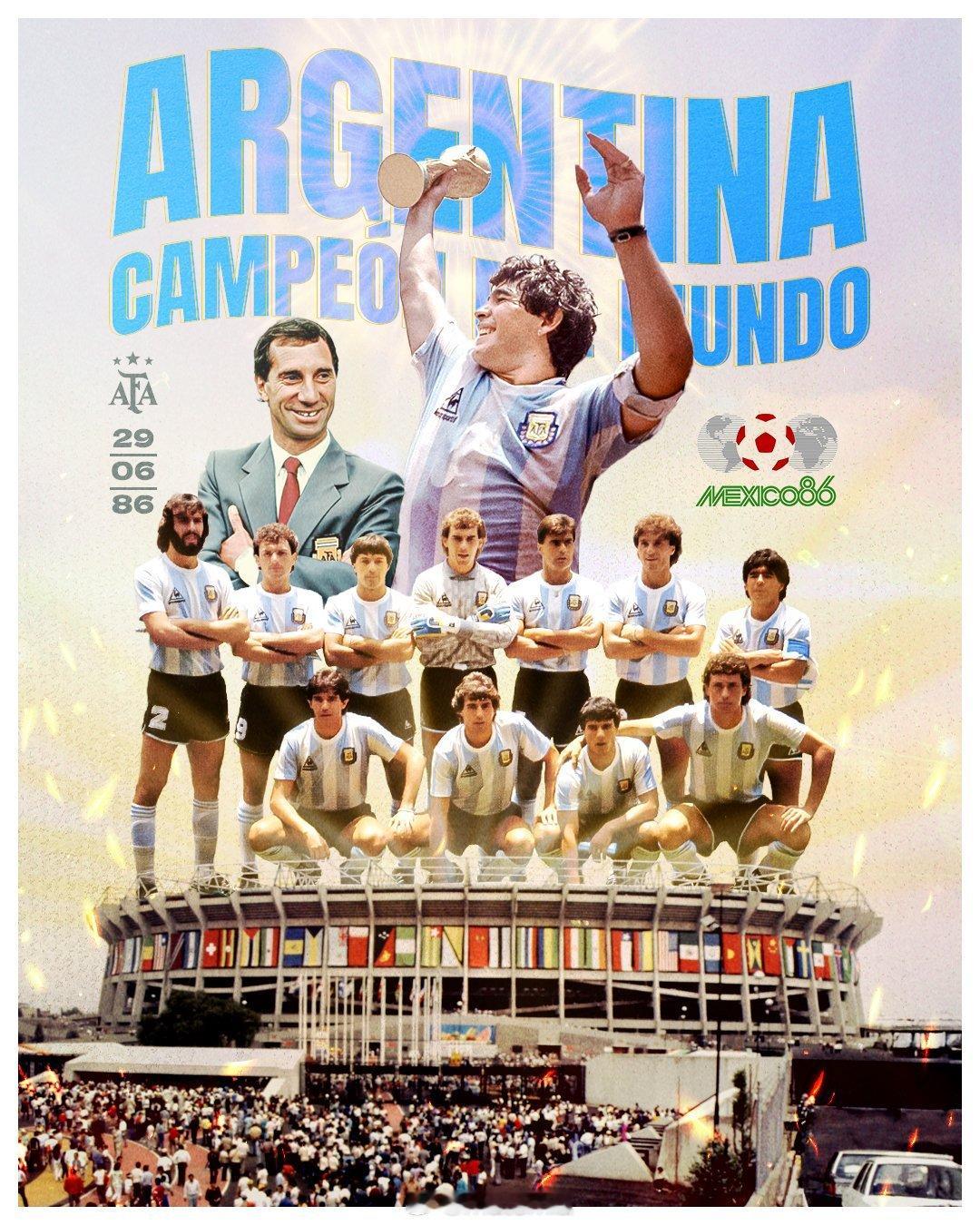 1986 年6月29日，马拉多纳领衔🇦🇷阿根廷国家队🏆🔟 赢得了第二座世