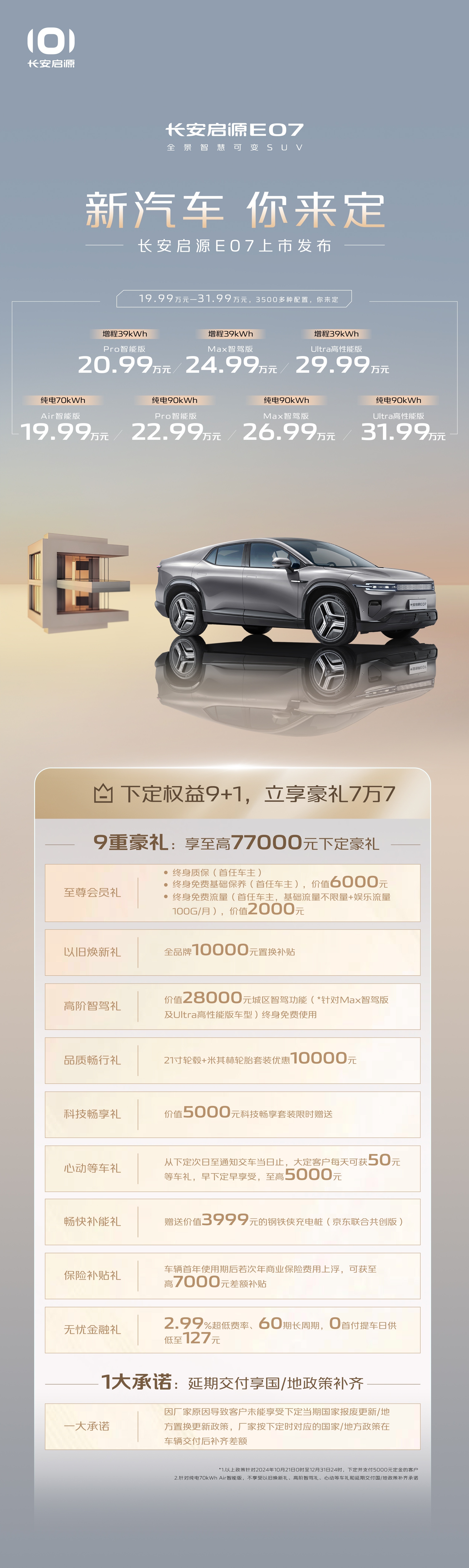 #长安启源E07上市发布# 19.99万元-31.99万元，长安启源E07正式上