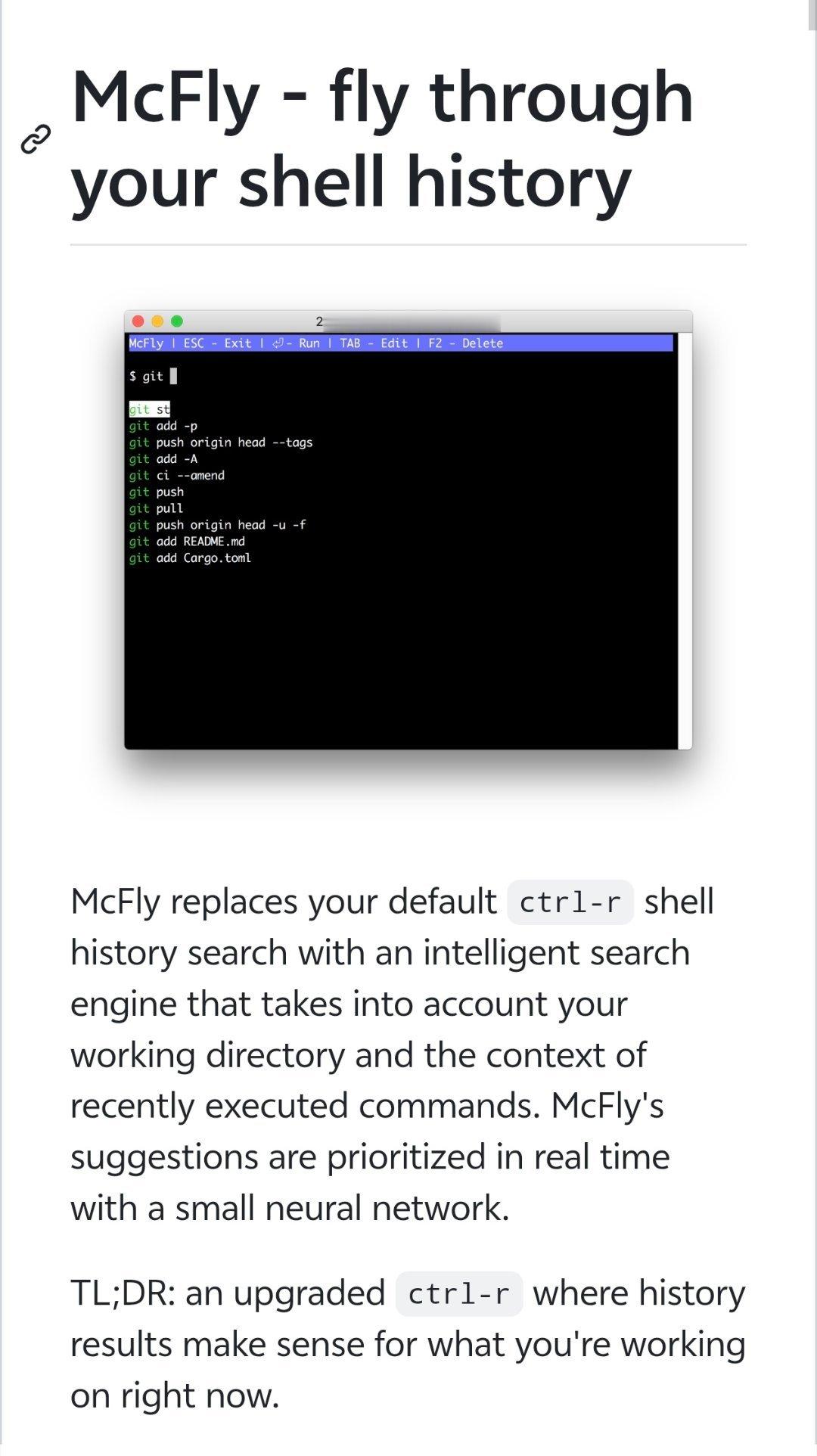 在终端里频繁查找历史命令、但又不想不断敲方向键和组合搜索时，默认shell历史很