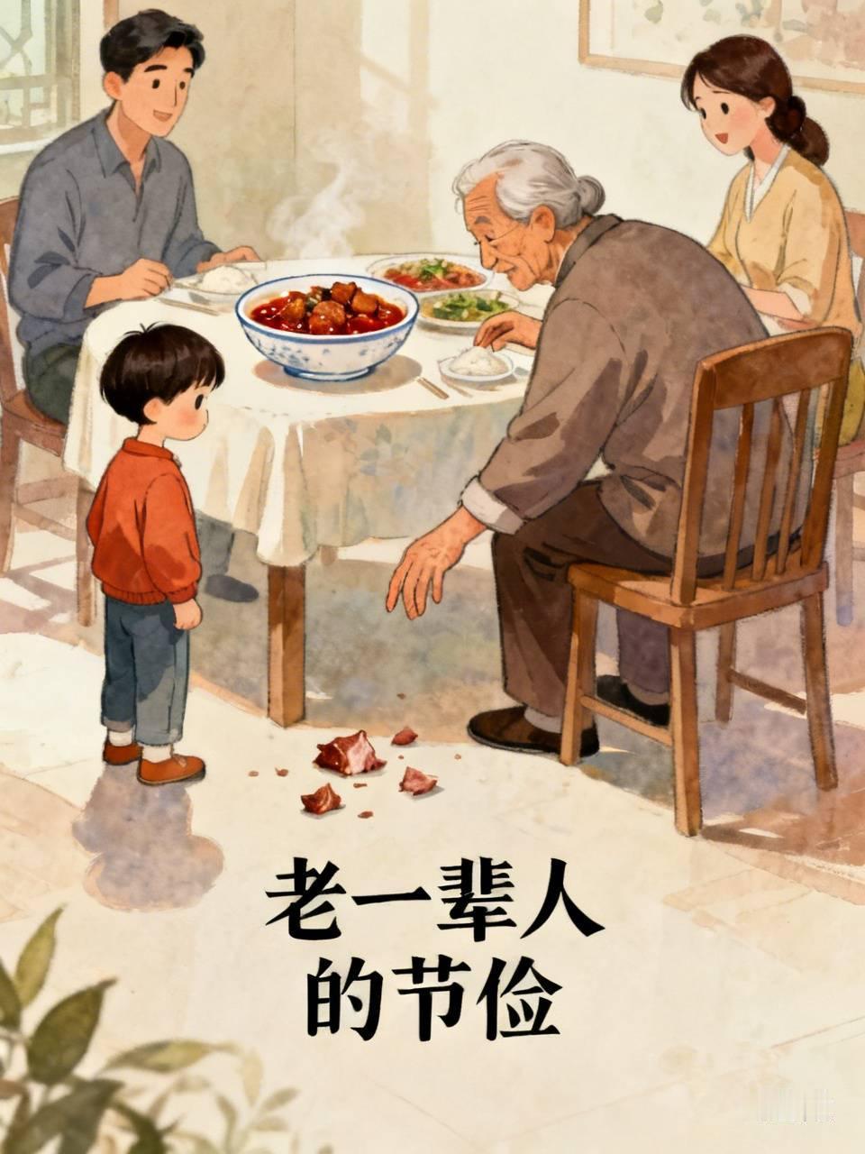 孙子夹一块红烧肉掉到了地上，伸手想要去捡，妈妈说：别捡了，脏！奶奶默默地捡起来，
