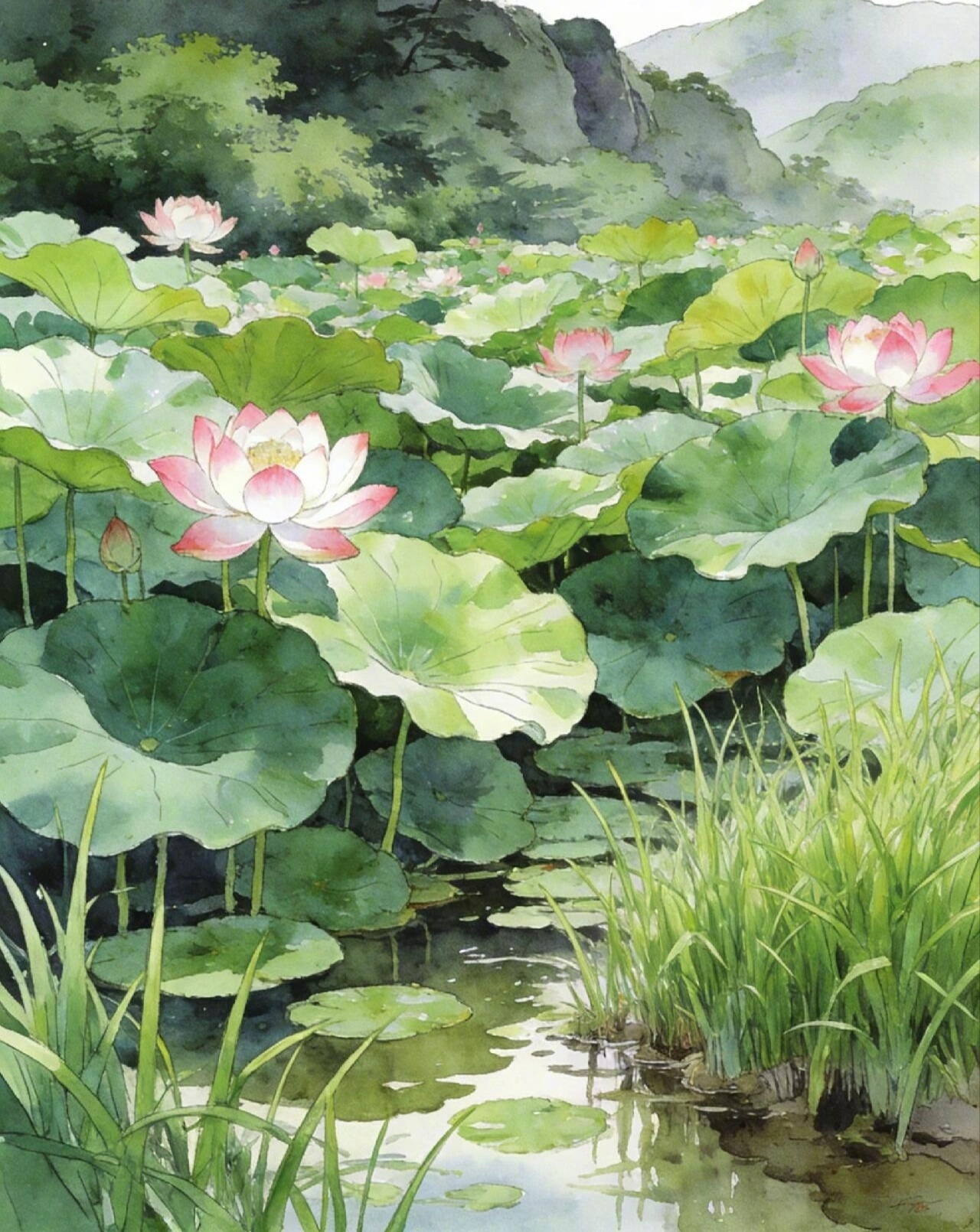 绿荷生曲沼，出水远闻香。 