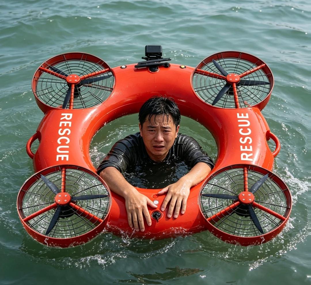 会飞的救生圈，大幅降低救人风险。
 
每年汛期、河湖、海边溺水险情频发，传统救援