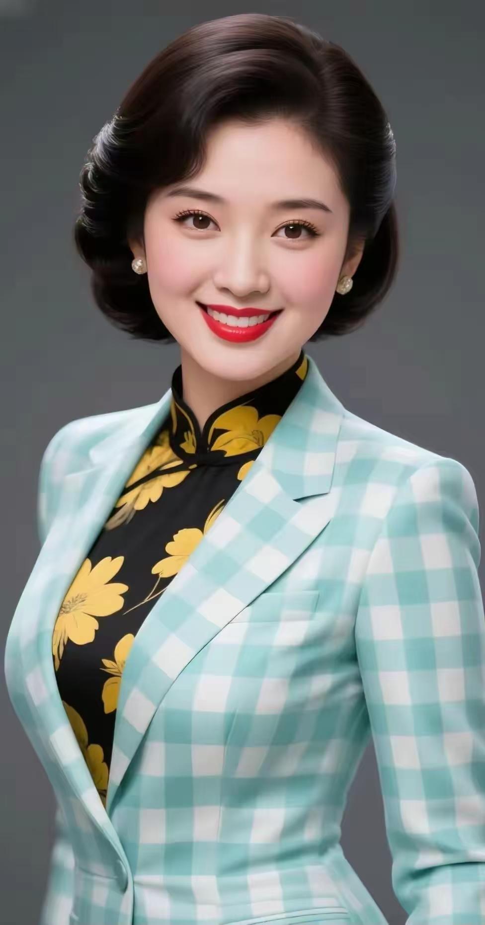 《当旗袍邂逅格纹，解锁复古新腔调》
今日穿搭小尝试，完美融合东方温婉与西式利落。