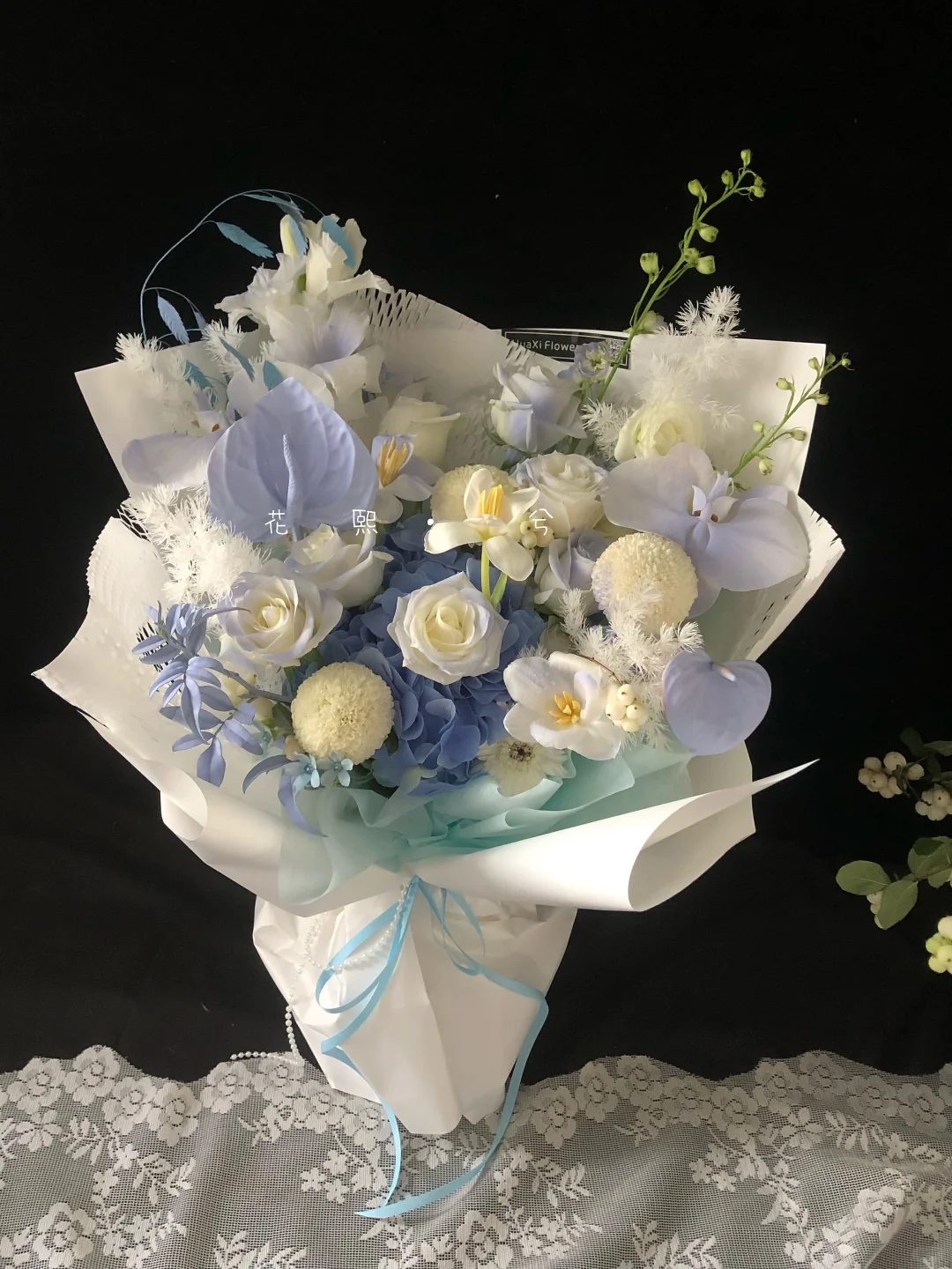 男士花礼‖蓝色系混搭花束