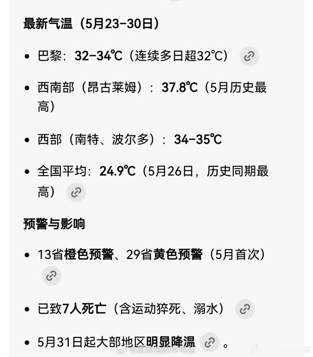 法国高温致7人死亡中国留学生发声法国这温度现在也不高呀，不过没有空调确实难熬，毕