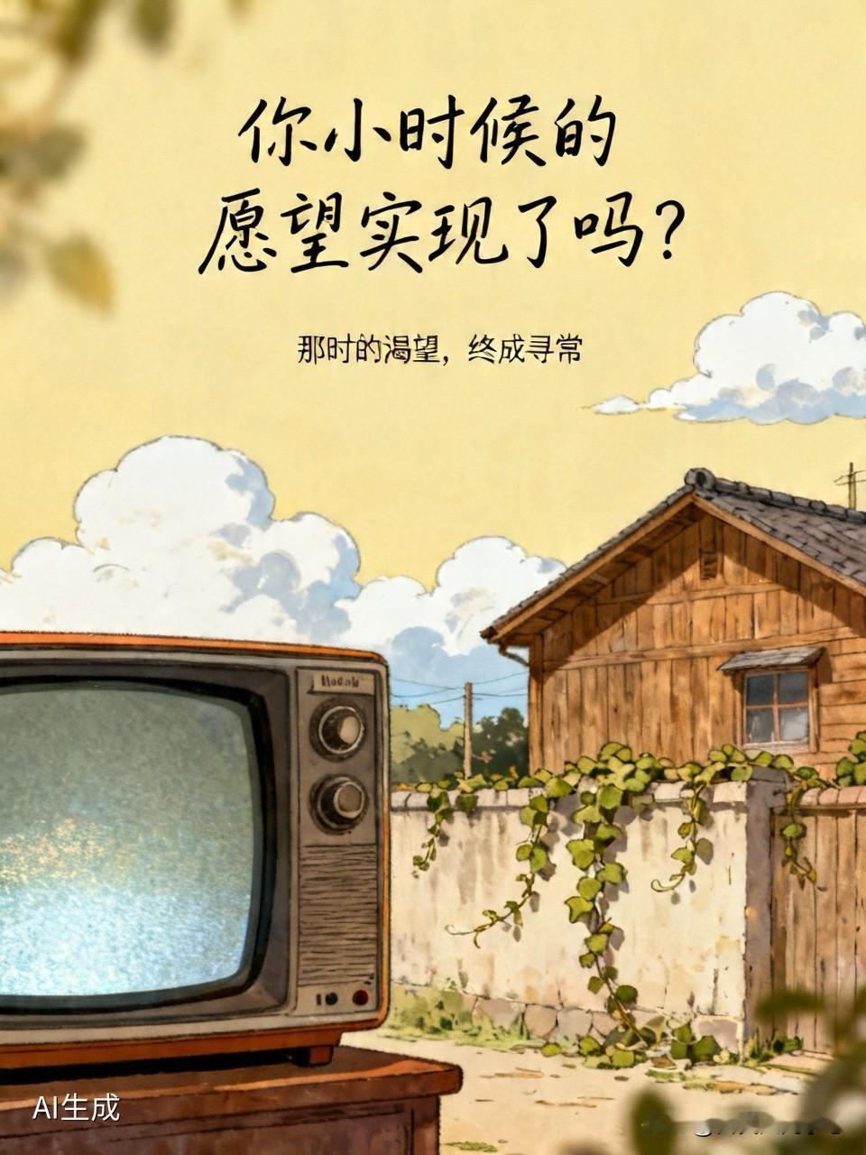 人总是不知足，要问小时候的愿望实现了吗？其实早就实现了。

你小时候的愿望实现了