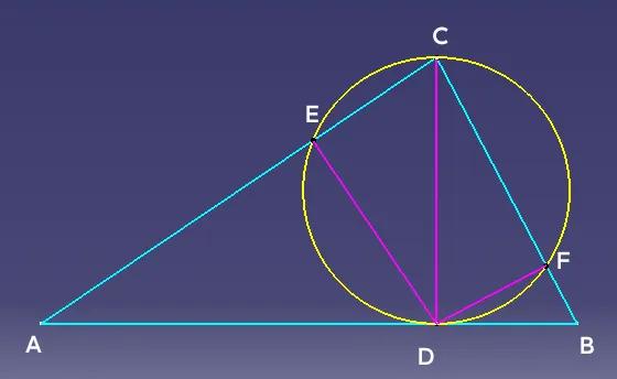 利用三角函数解几何比值问题
如图，CD是RT△ABC斜边上的高，以CD为直径的圆