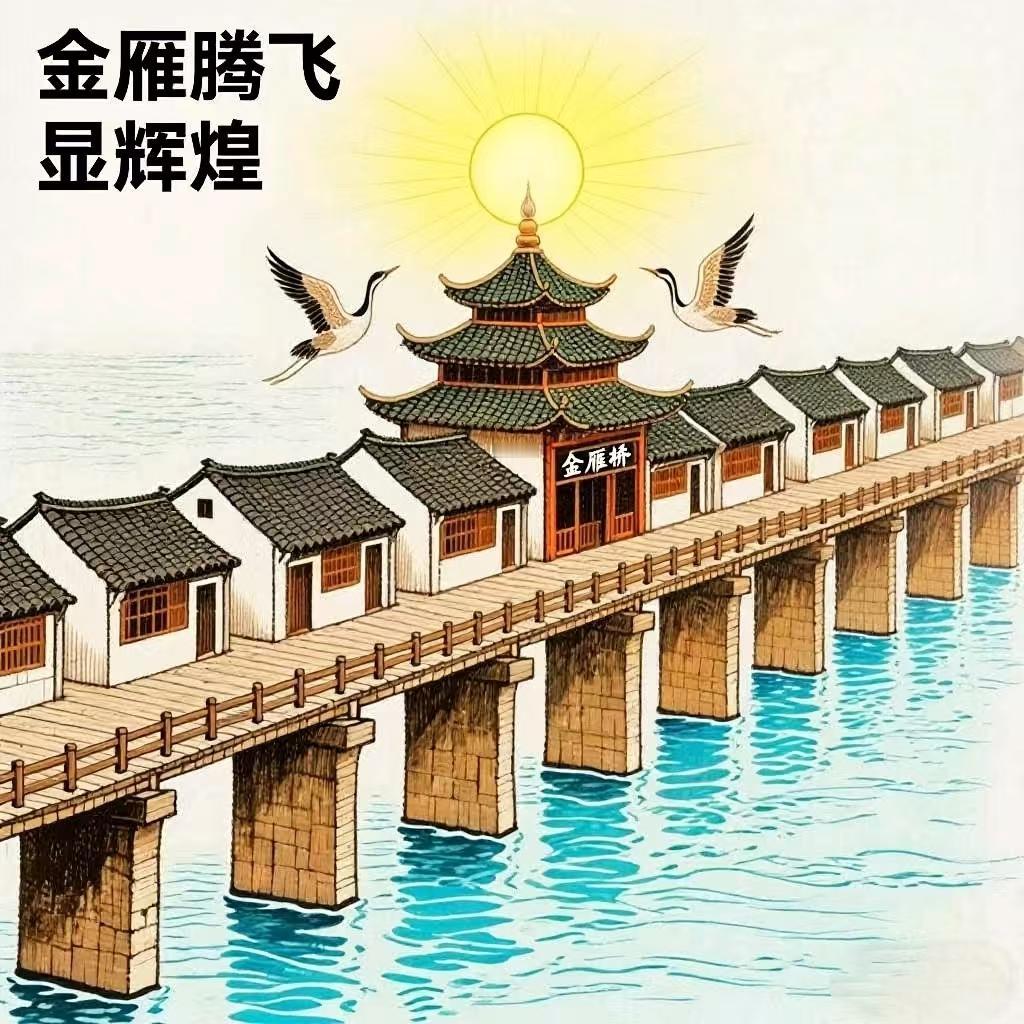 广汉市原市委书记叶文志为啥心心念念要恢复广汉鸭子河上的金雁廊桥呢？
这是因为金雁